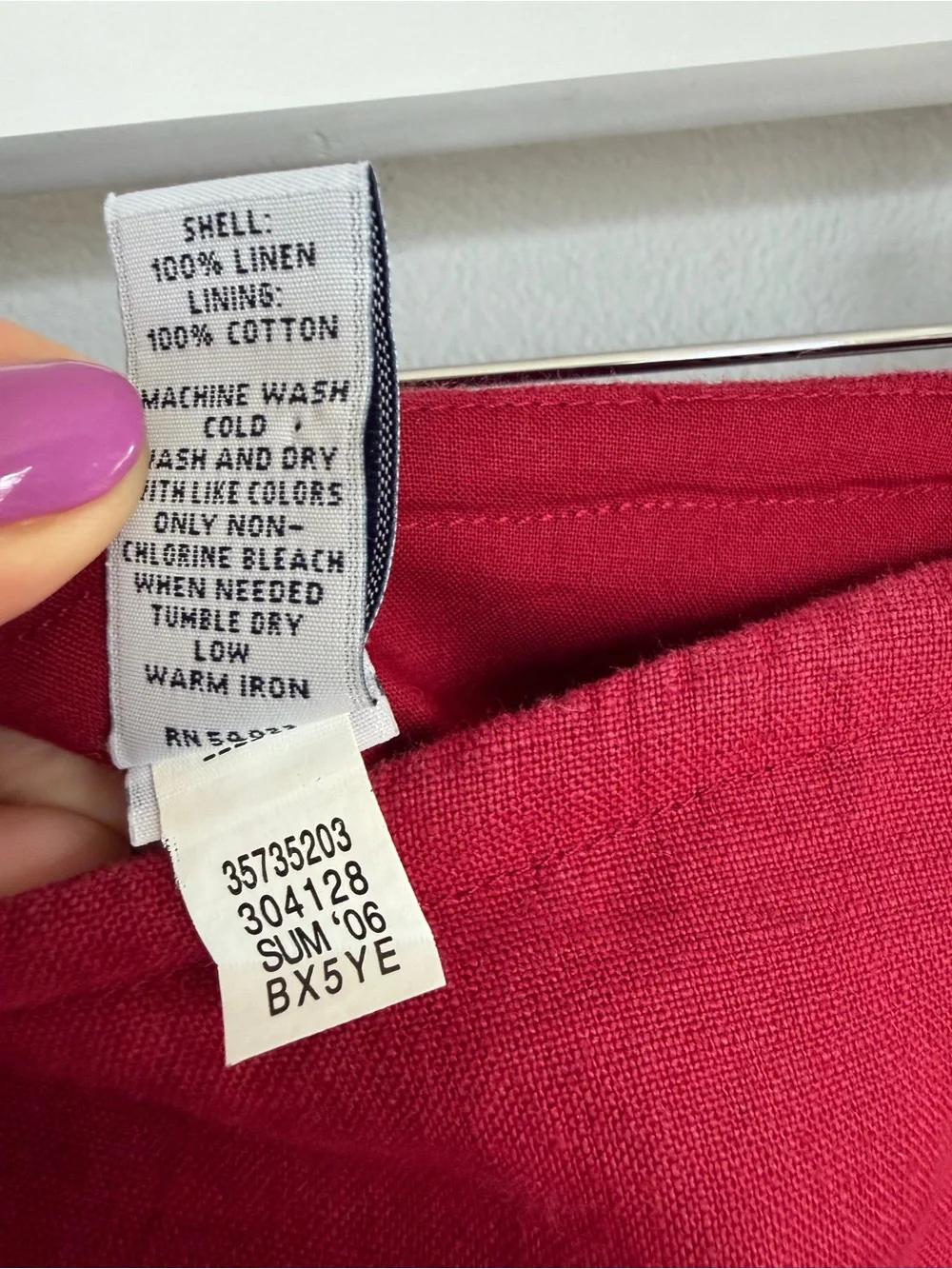 Vintage Y2K Gap Linen Midi Skirt Tiered Red 2006 6 - Picture 3 of 5